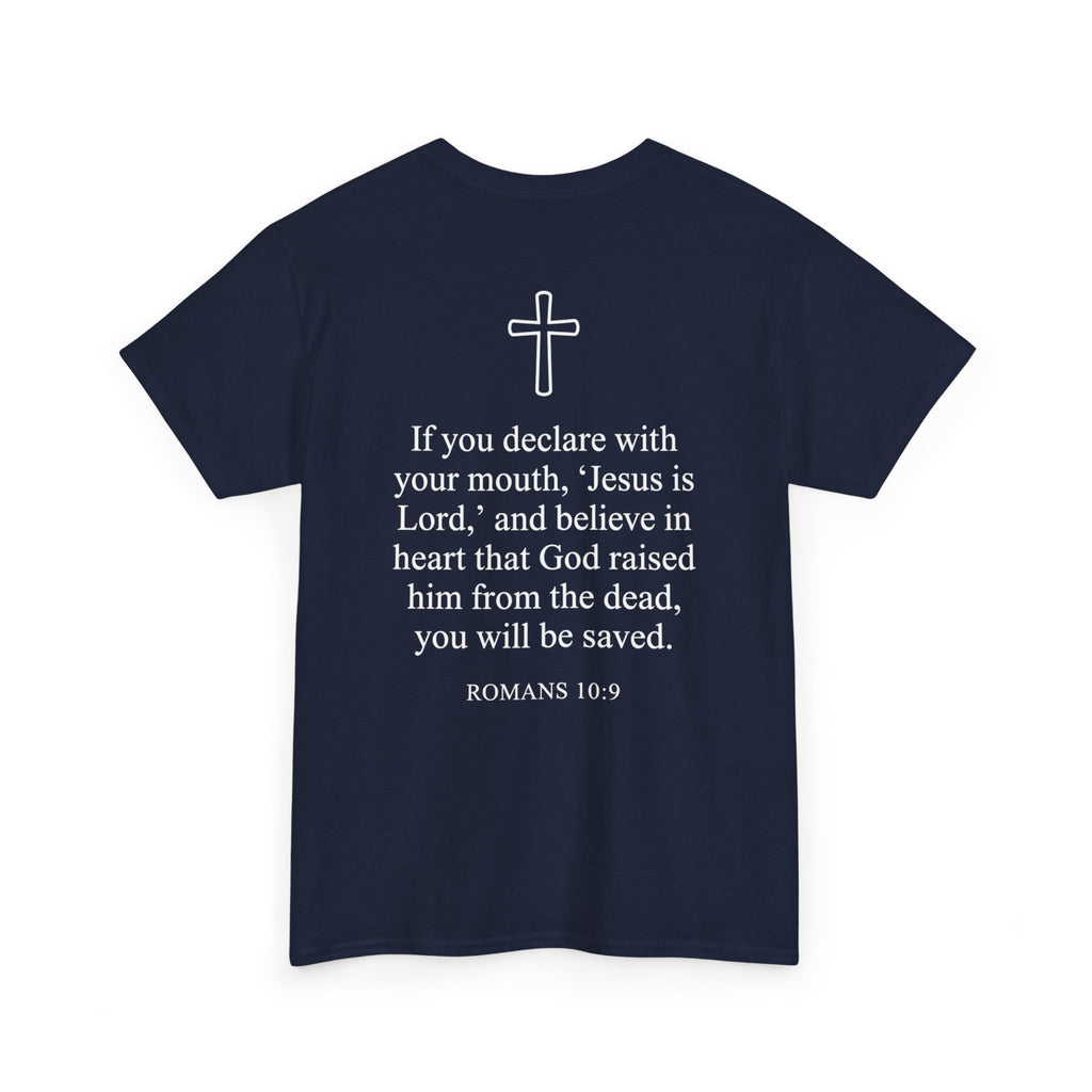 Christian T-Shirt — "Jesus Saves" Front & "Saved" Back
