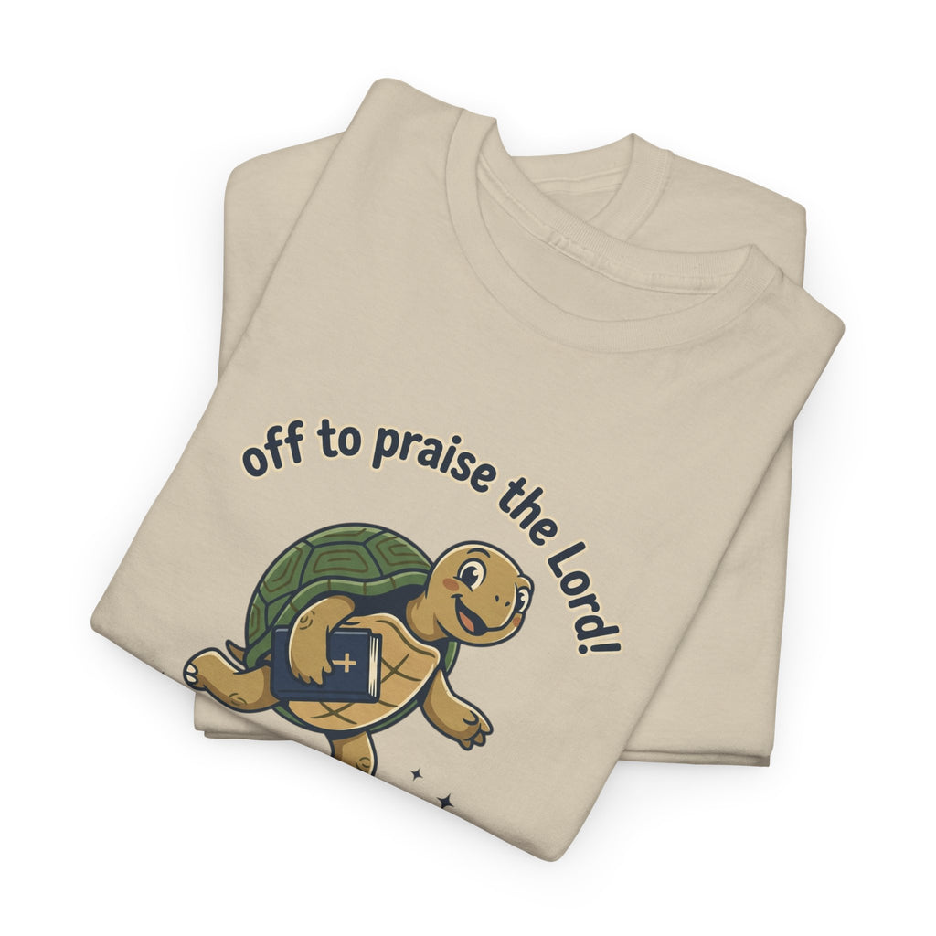 Turtle Skateboard Tee — "Off to Praise the Lord" Christian Graphic Shirt