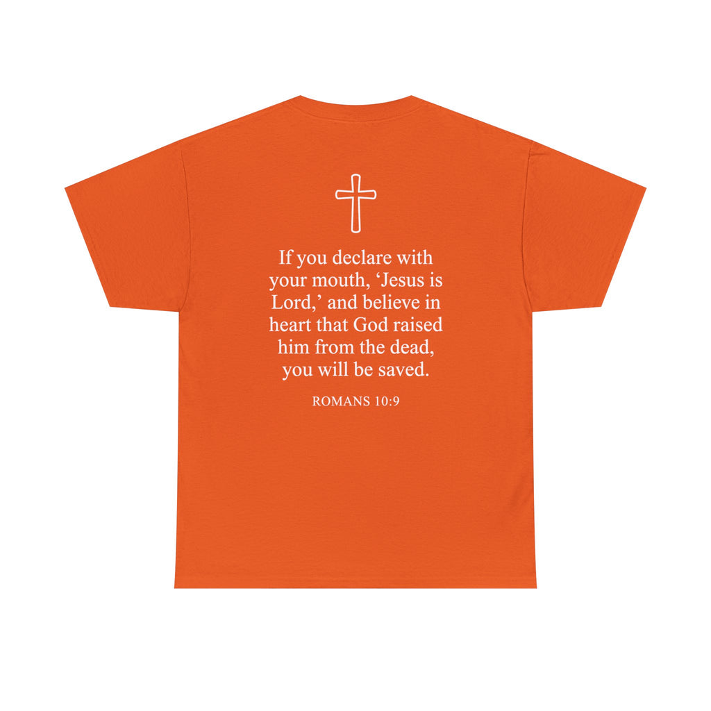 Christian T-Shirt — "Jesus Saves" Front & "Saved" Back