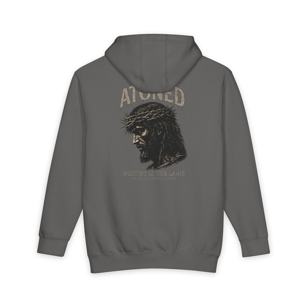 Atoned Hoodie — "Worthy Is the Lamb" Jesus Crown of Thorns Christian Pullover