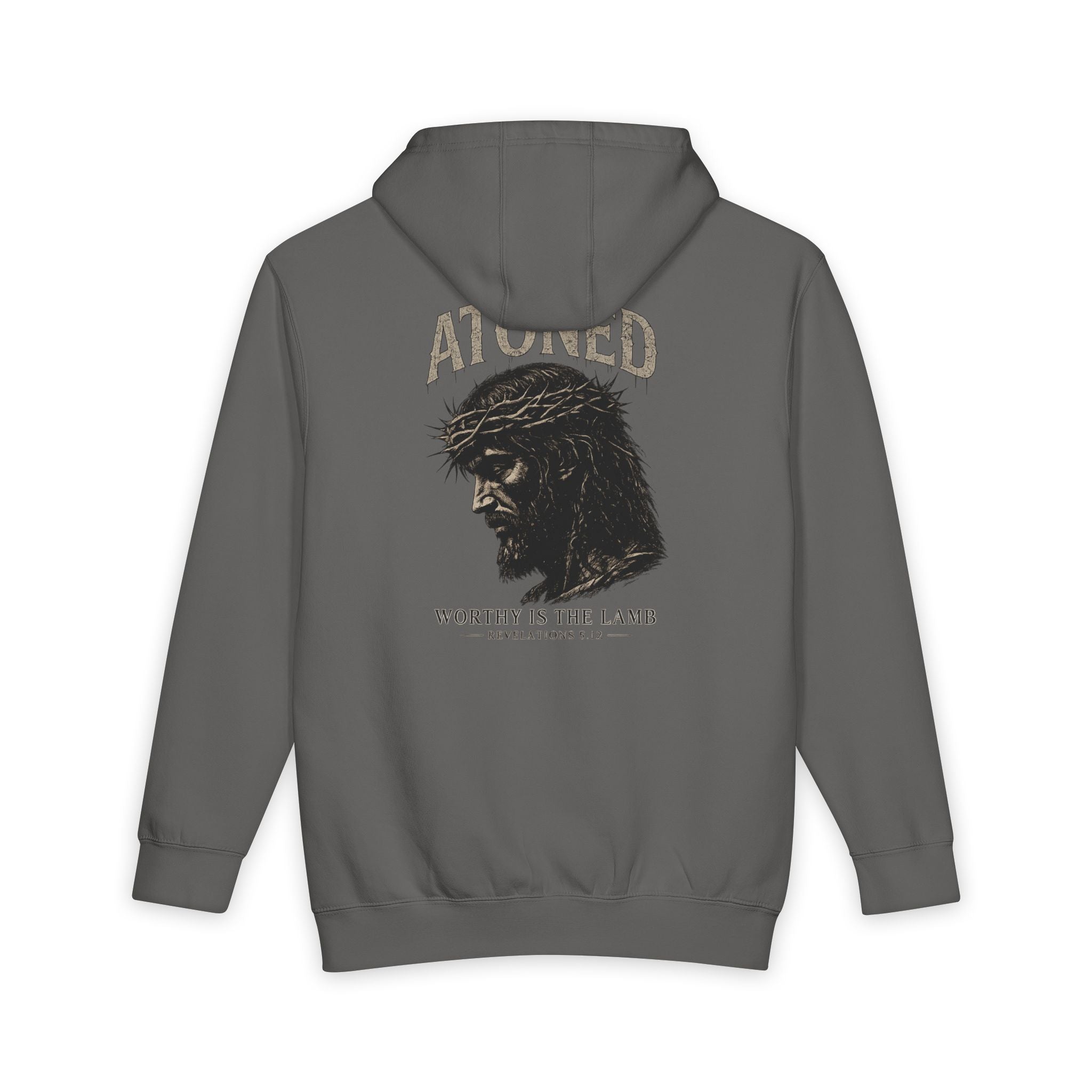 Atoned Hoodie — "Worthy Is the Lamb" Jesus Crown of Thorns Christian Pullover