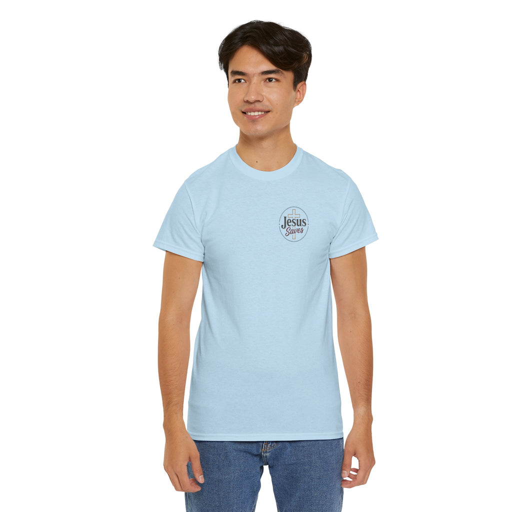 Jesus Saves Chest Logo T‑Shirt - Christian Faith Tee