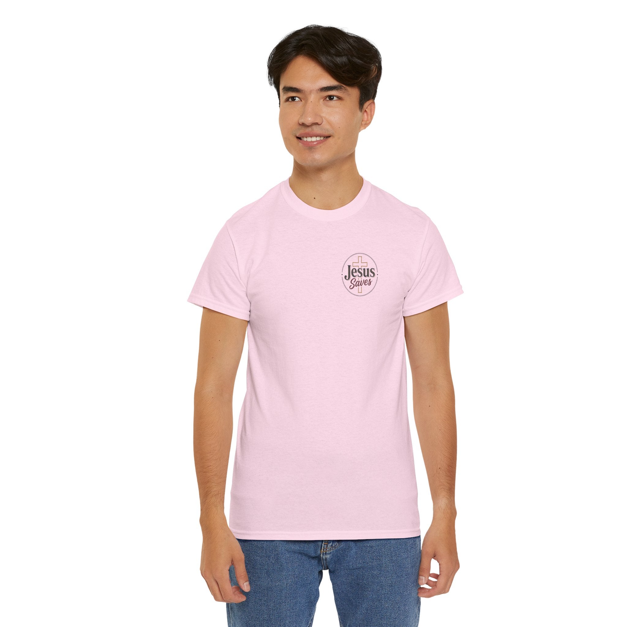 Jesus Saves Chest Logo T‑Shirt - Christian Faith Tee