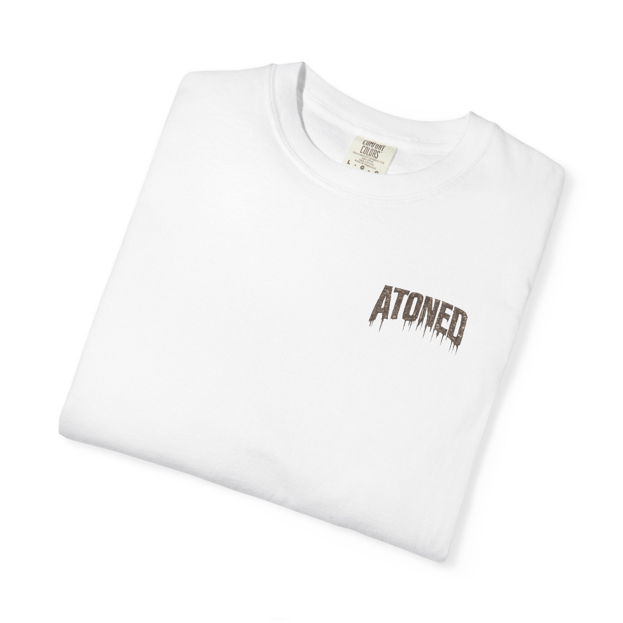 Atoned Lamb T-Shirt — Christian Faith Graphic Tee ("Behold the Lamb of God / By His Blood")