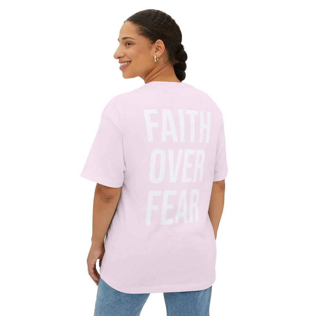 Faith Over Fear Oversized Tee - Boxy Inspirational Graphic Shirt