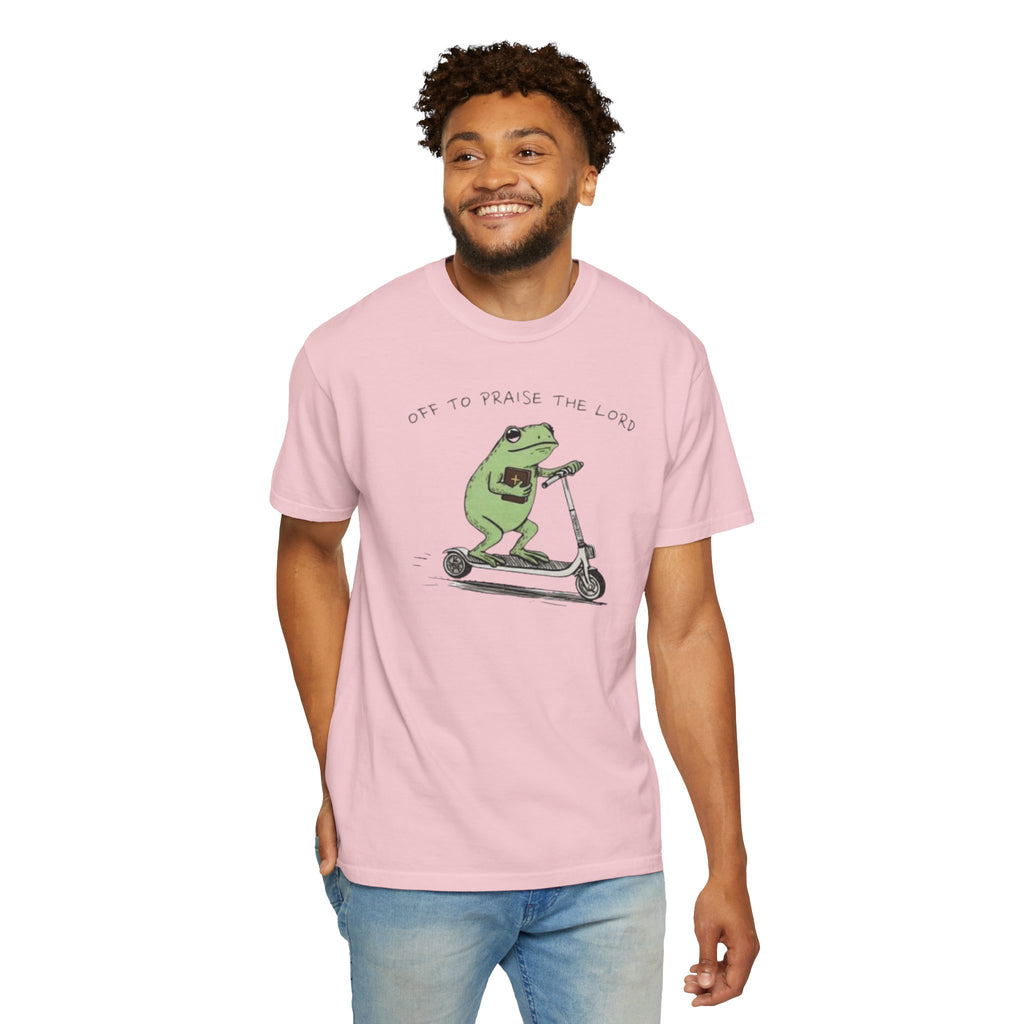 "off to praise the Lord" Frog - Garment-Dyed T-shirt