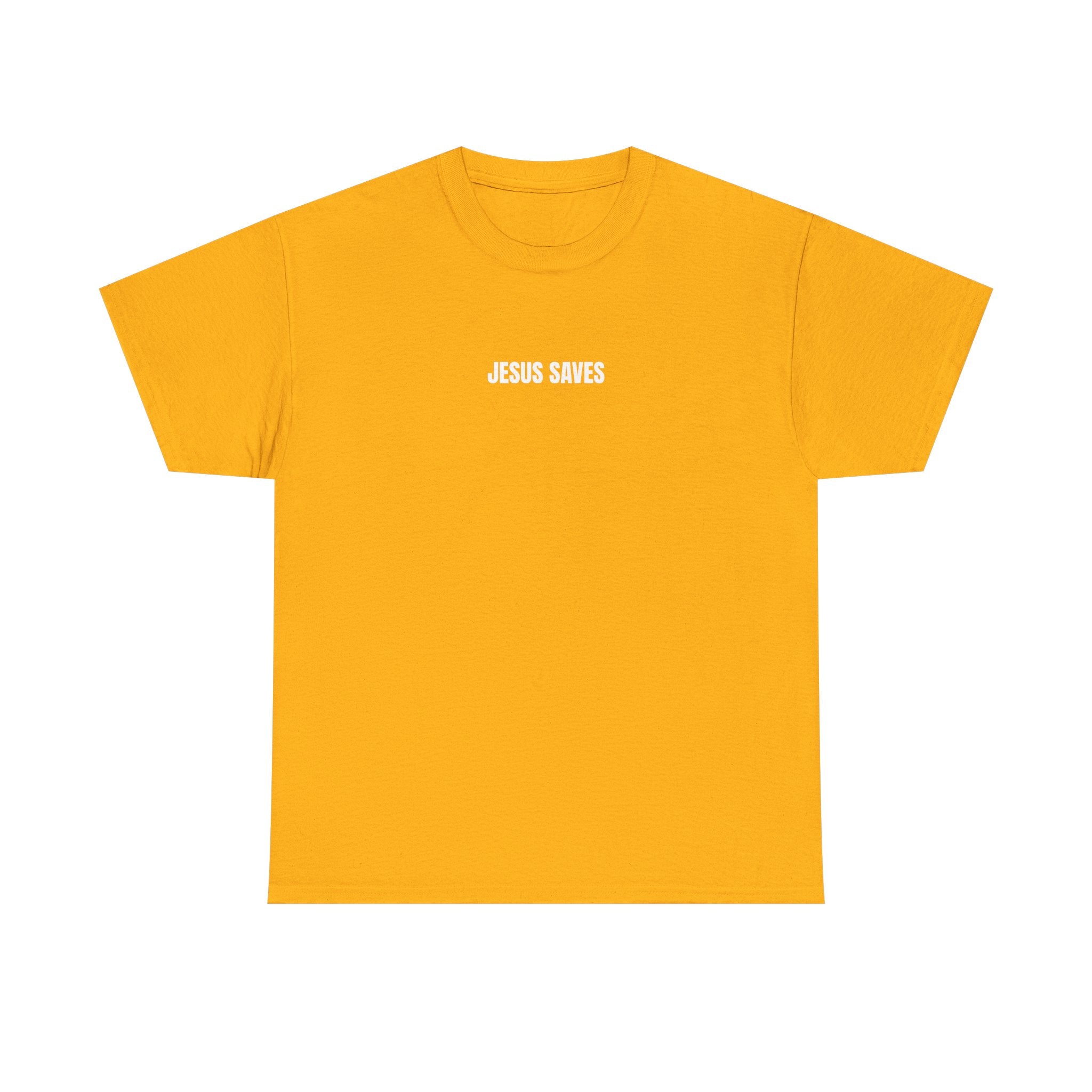 Christian T-Shirt — "Jesus Saves" Front & "Saved" Back