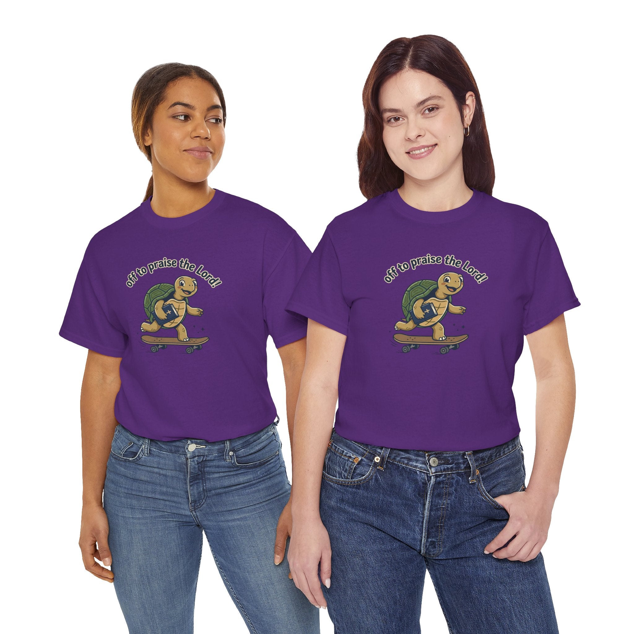 Turtle Skateboard Tee — "Off to Praise the Lord" Christian Graphic Shirt