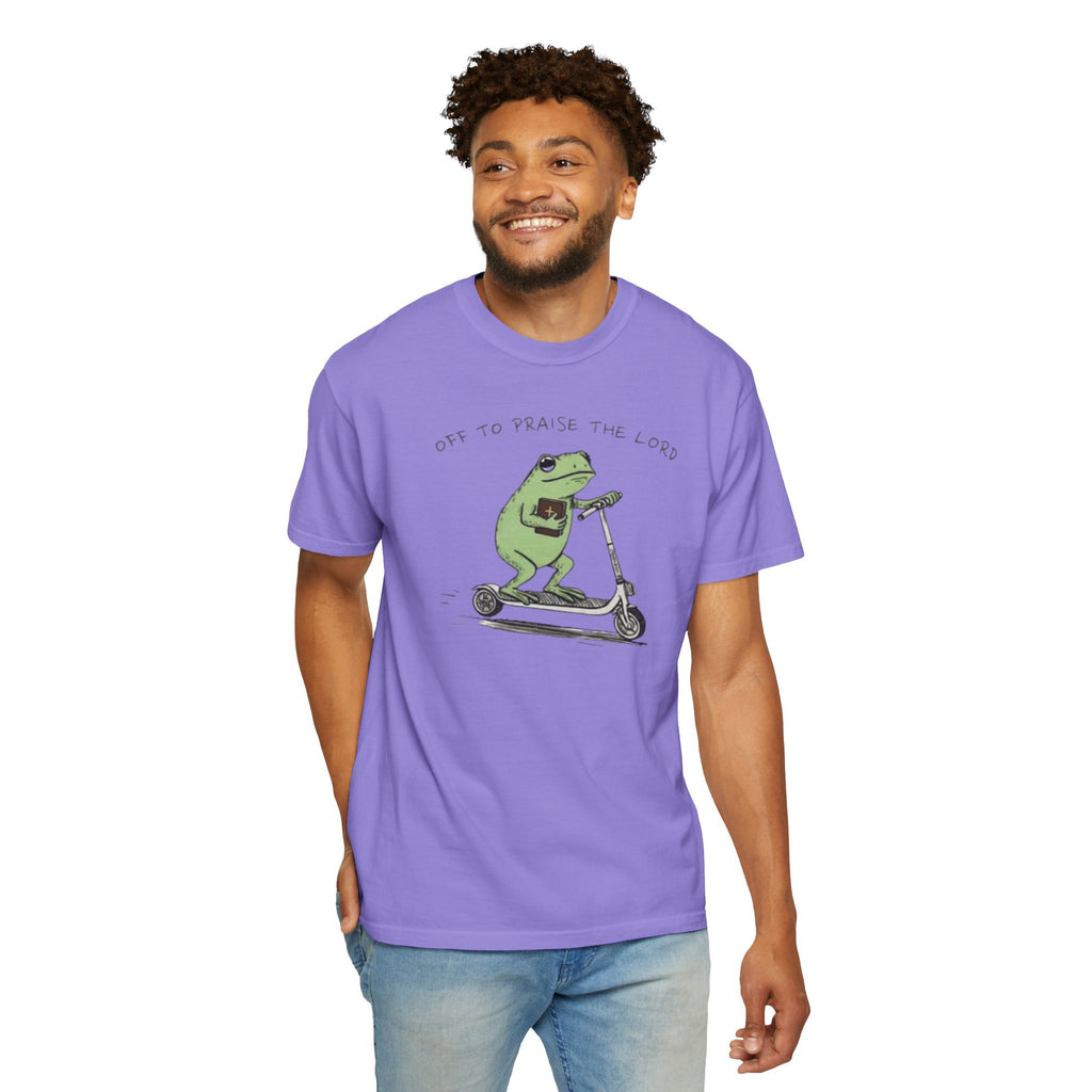 "off to praise the Lord" Frog - Garment-Dyed T-shirt