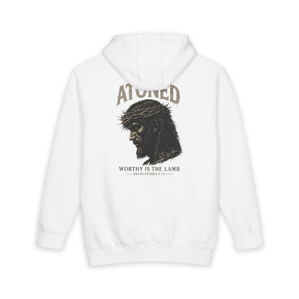 Atoned Hoodie — "Worthy Is the Lamb" Jesus Crown of Thorns Christian Pullover