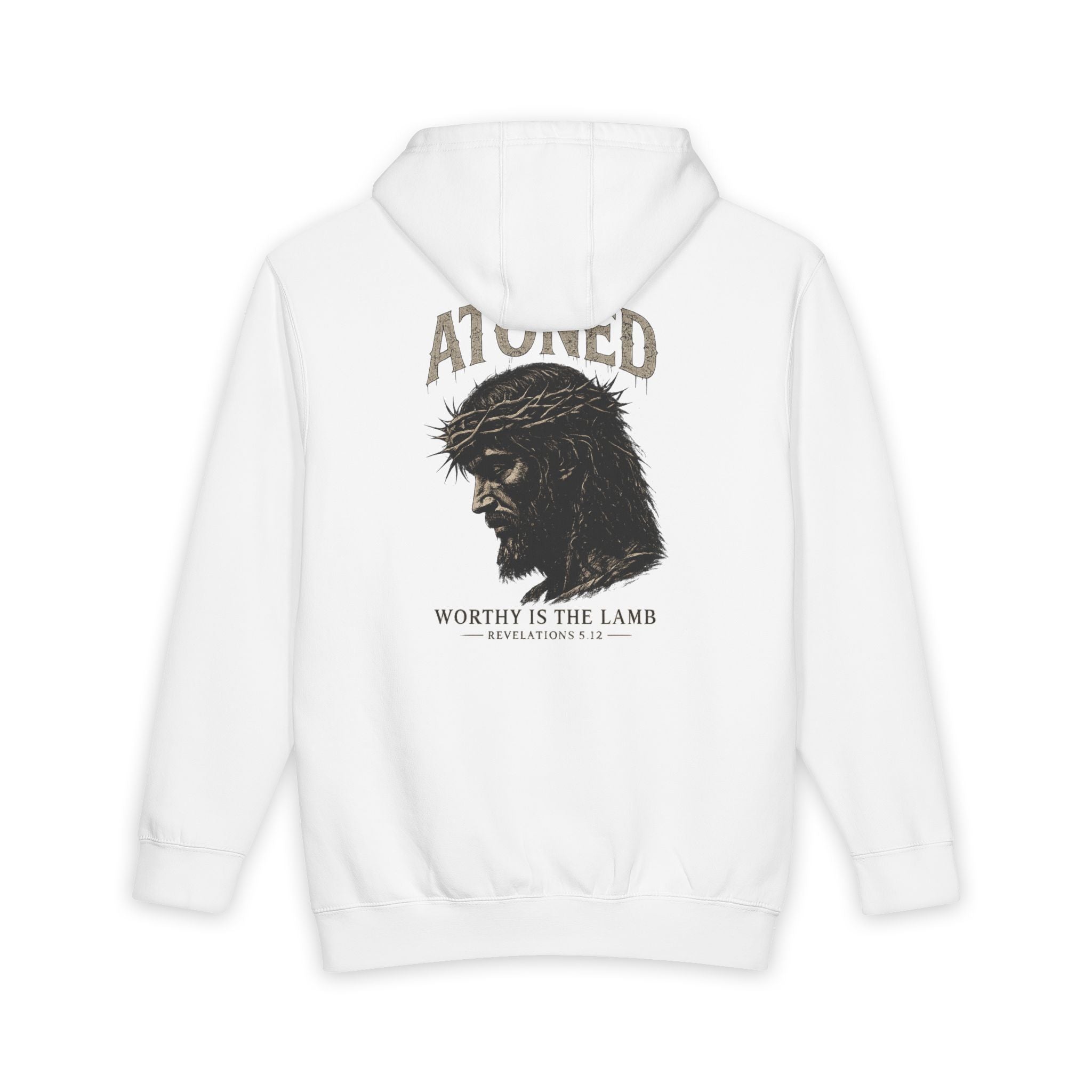 Atoned Hoodie — "Worthy Is the Lamb" Jesus Crown of Thorns Christian Pullover
