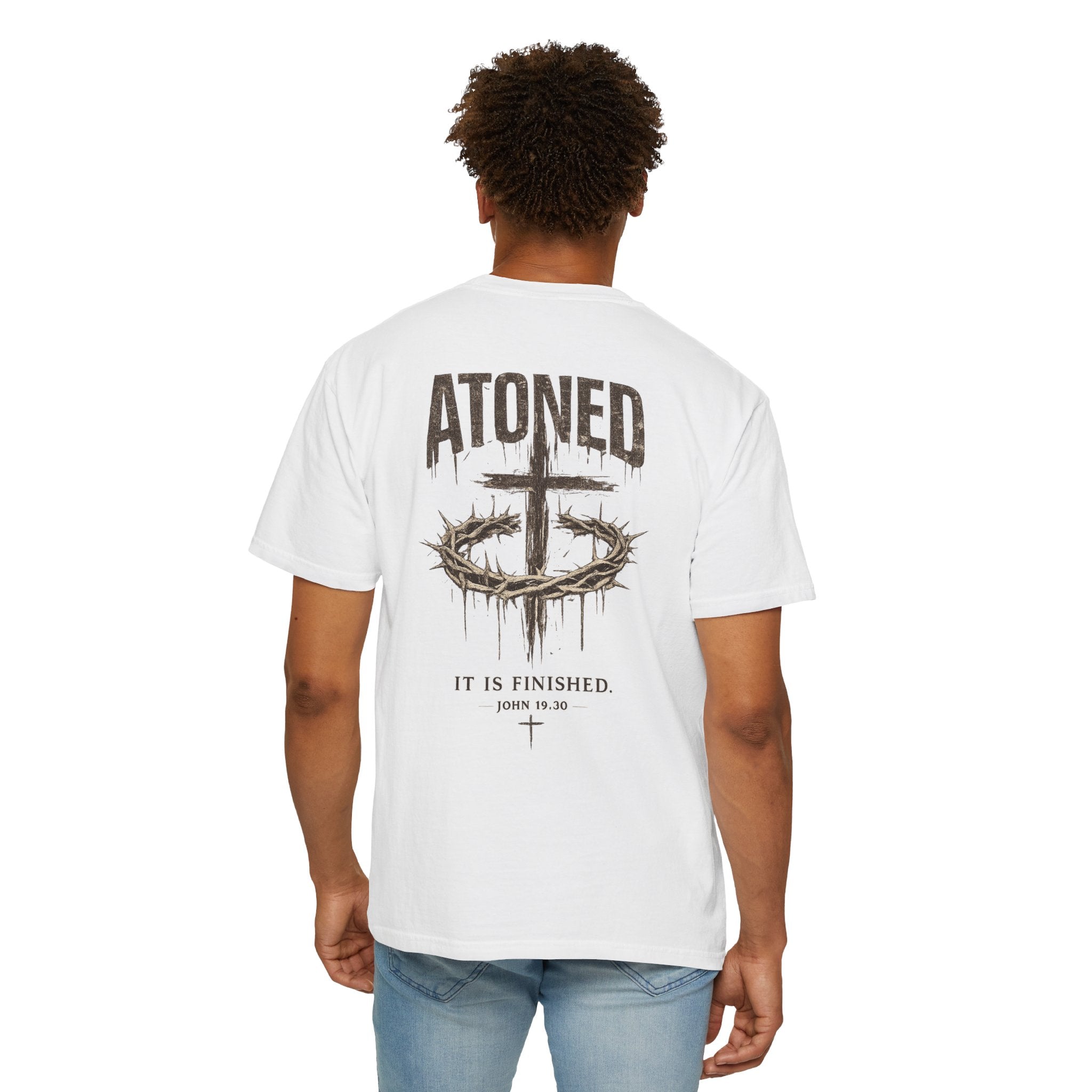 Atoned Cross T-Shirt — "It Is Finished" Christian Faith Tee