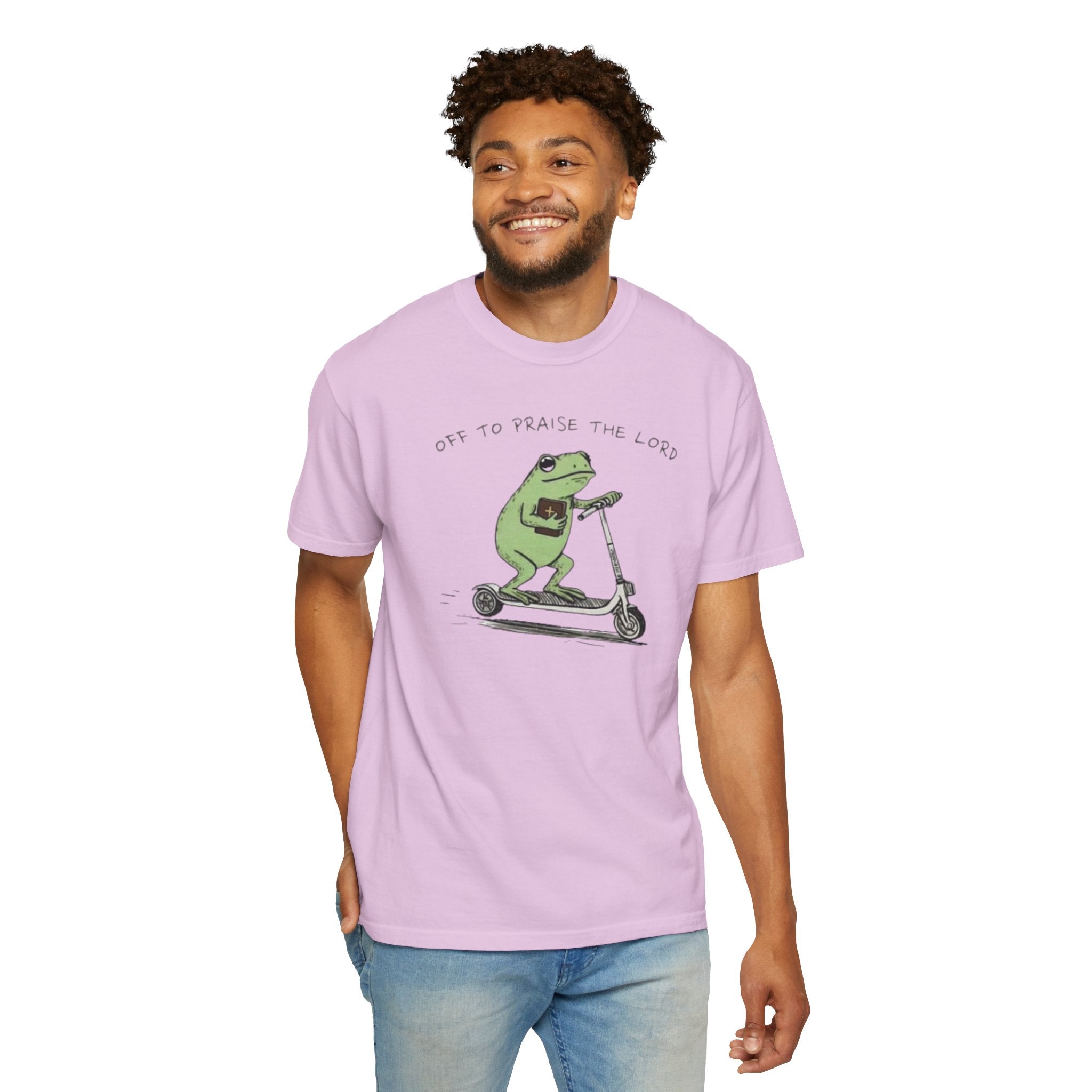 "off to praise the Lord" Frog - Garment-Dyed T-shirt