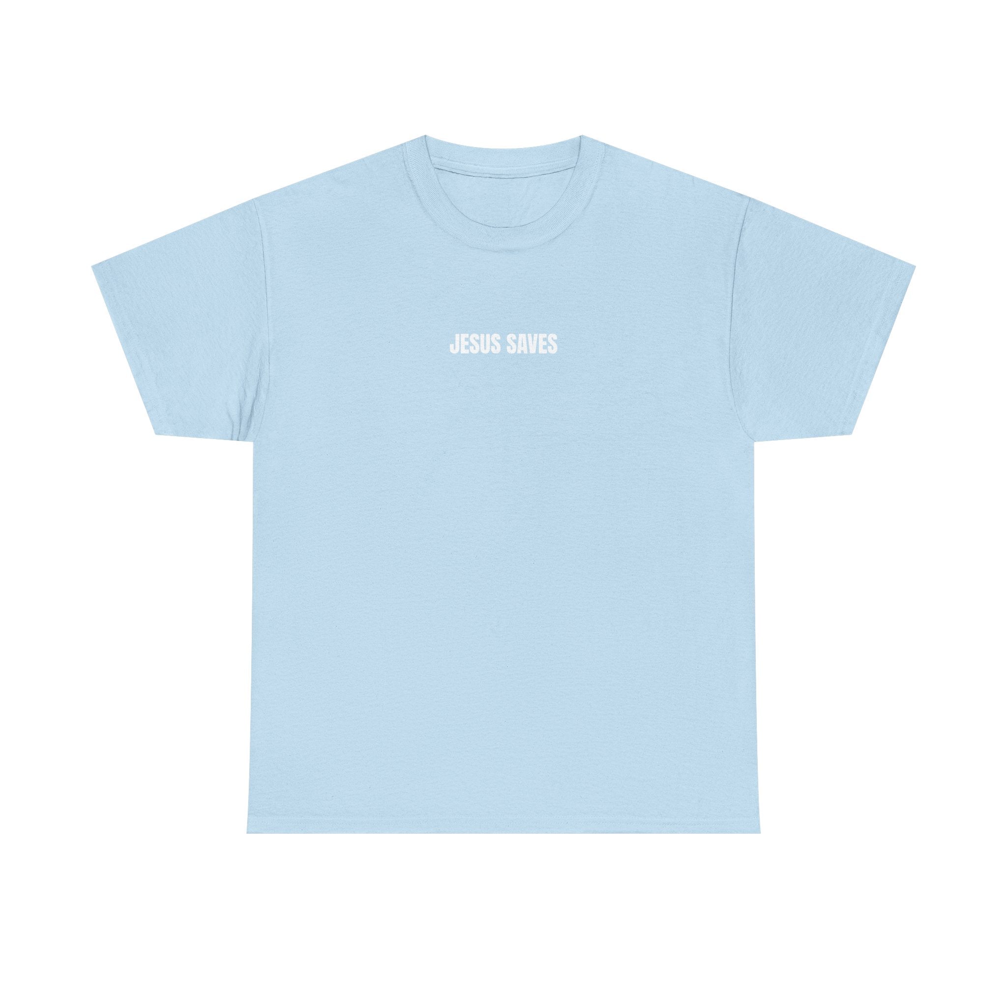 Christian T-Shirt — "Jesus Saves" Front & "Saved" Back