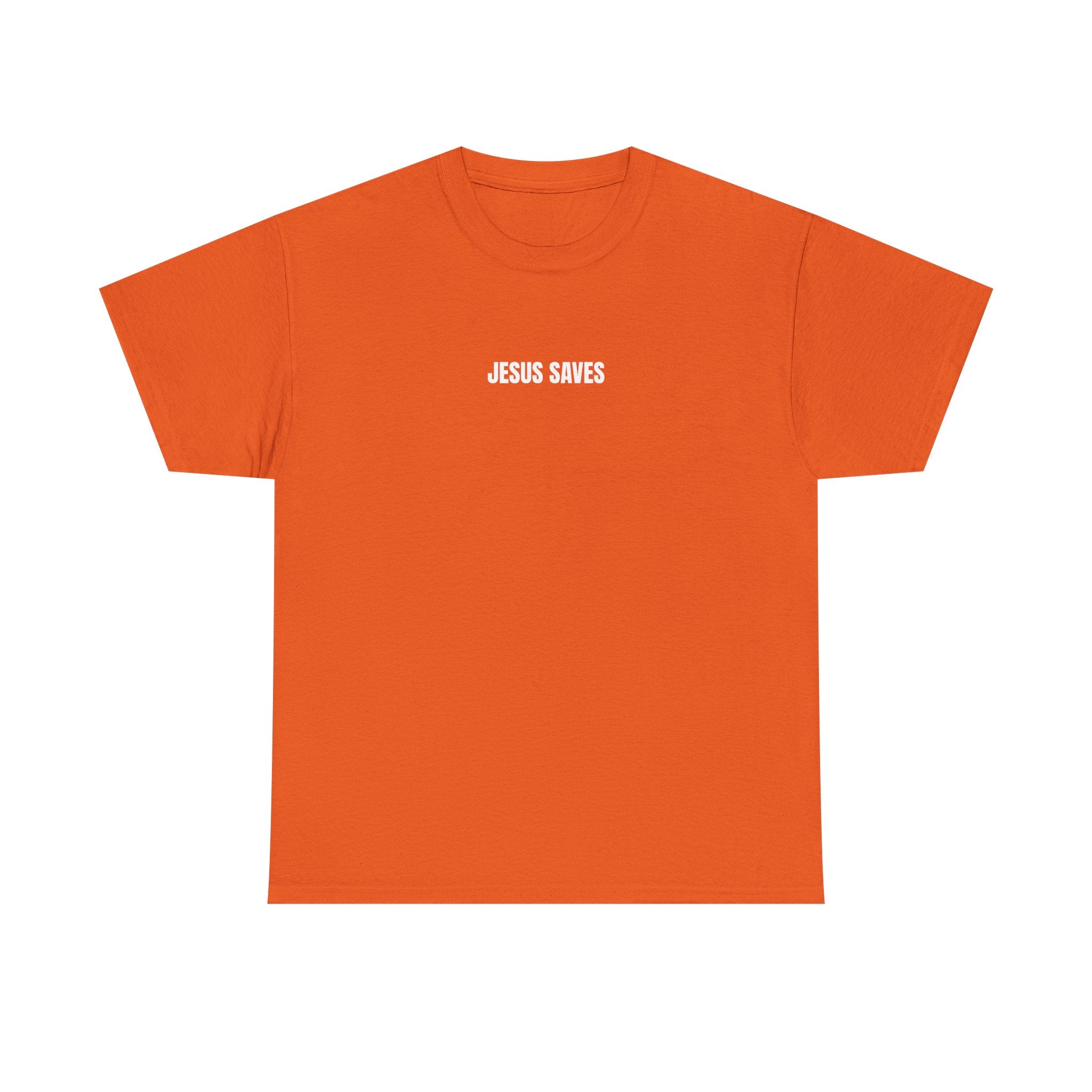 Christian T-Shirt — "Jesus Saves" Front & "Saved" Back