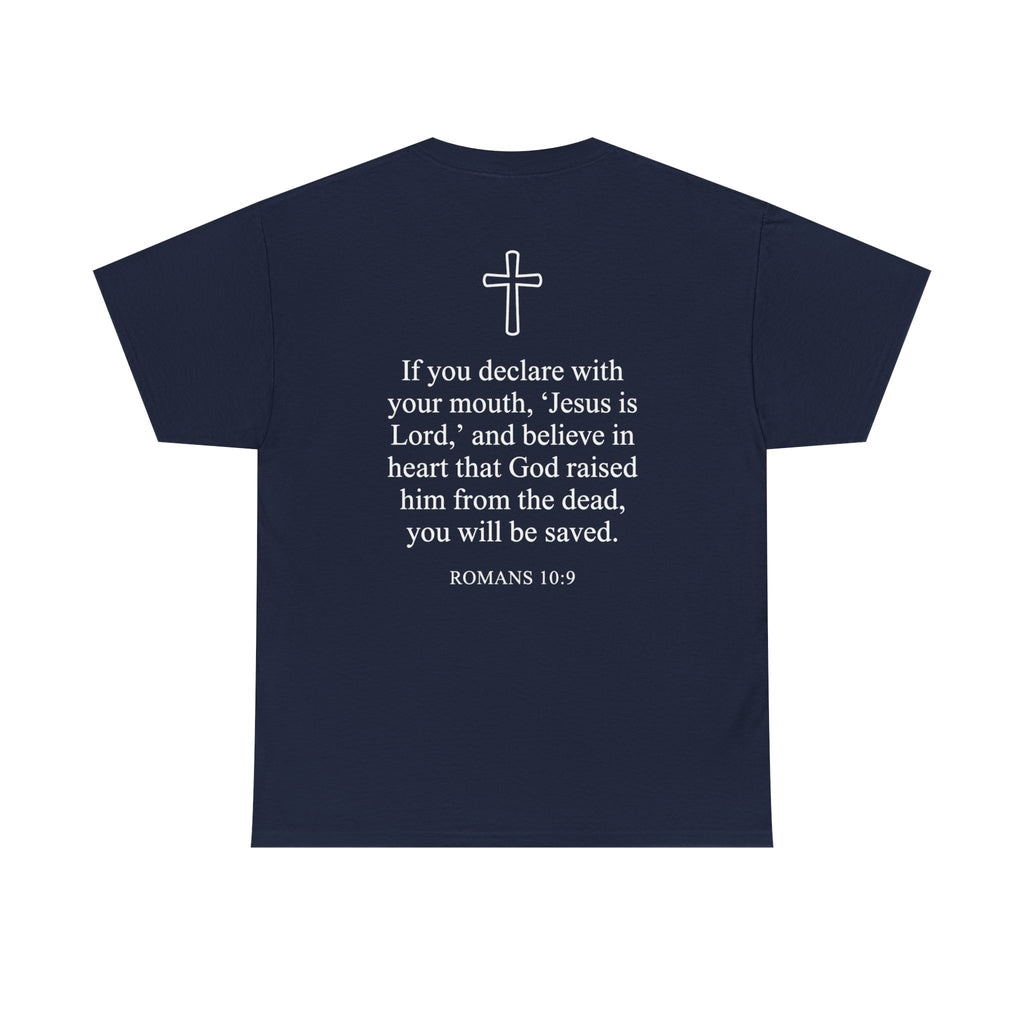 Christian T-Shirt — "Jesus Saves" Front & "Saved" Back
