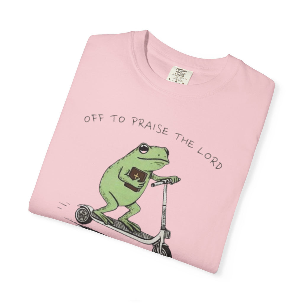 "off to praise the Lord" Frog - Garment-Dyed T-shirt