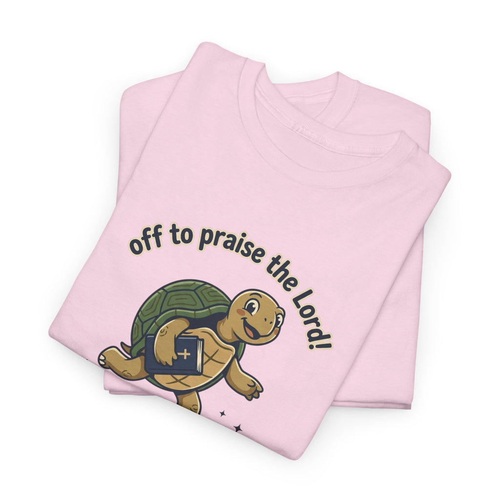 Turtle Skateboard Tee — "Off to Praise the Lord" Christian Graphic Shirt