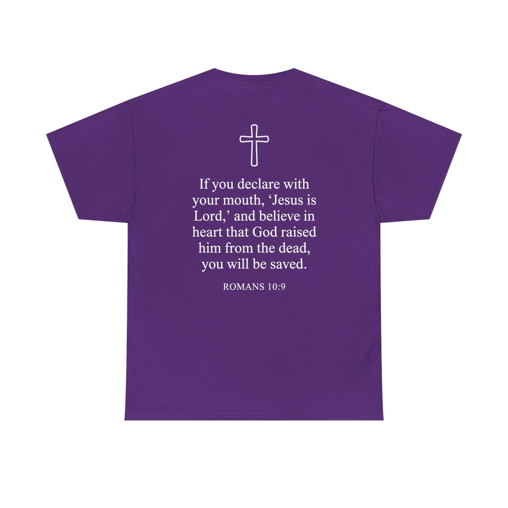 Christian T-Shirt — "Jesus Saves" Front & "Saved" Back