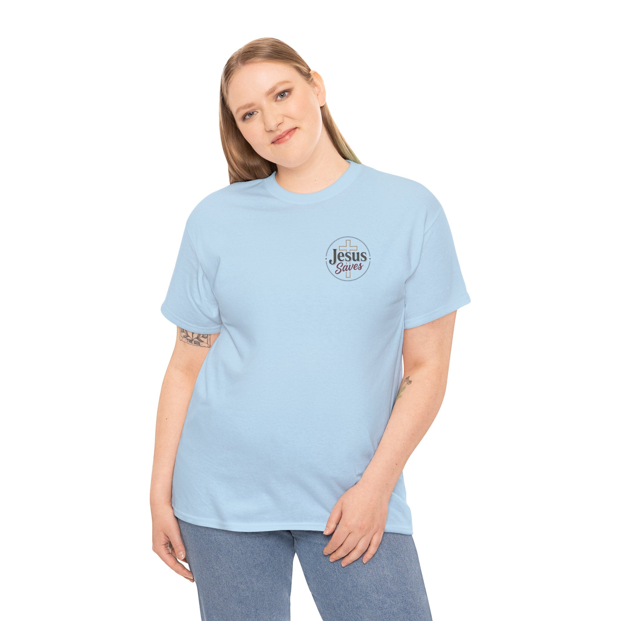 Jesus Saves Chest Logo T‑Shirt - Christian Faith Tee