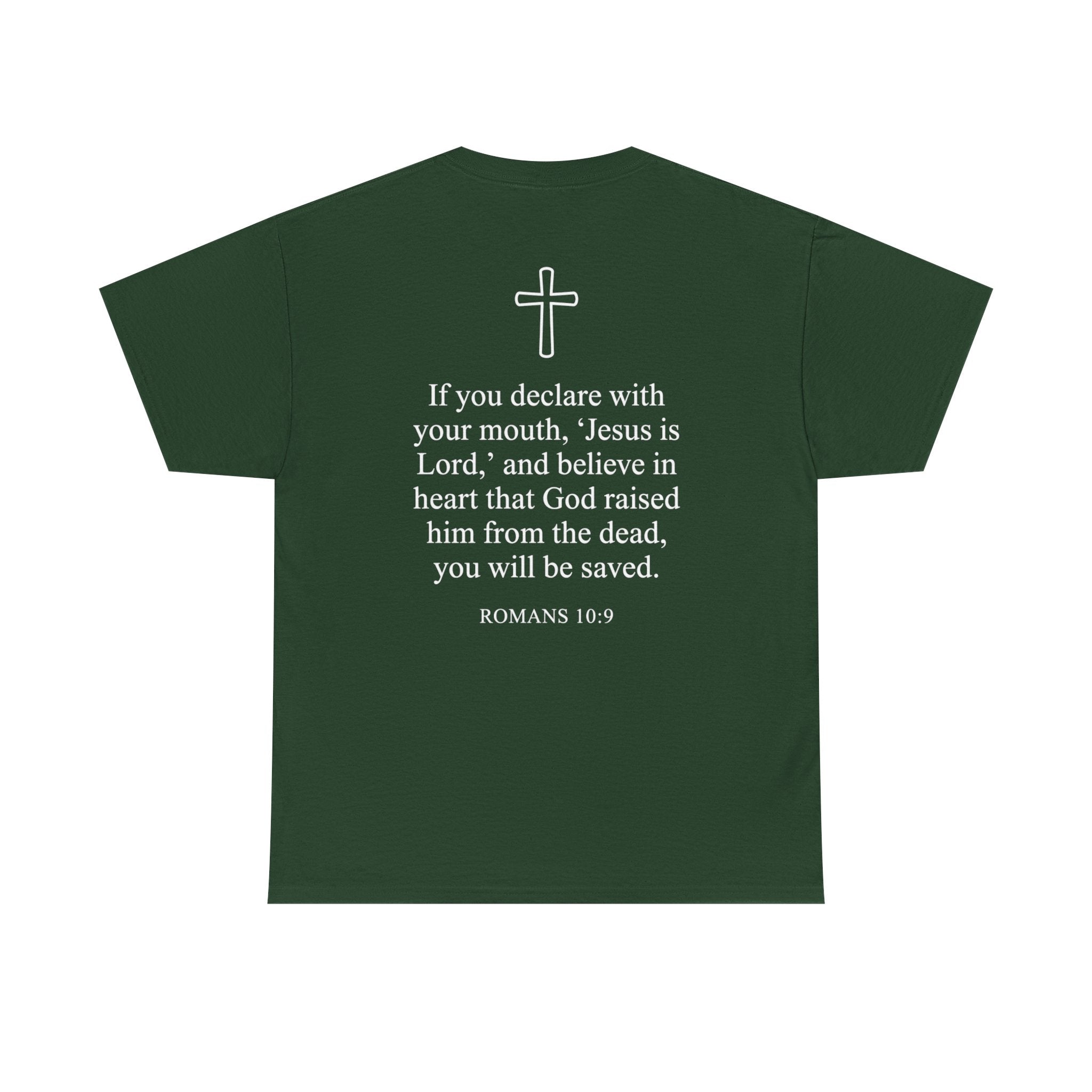 Christian T-Shirt — "Jesus Saves" Front & "Saved" Back