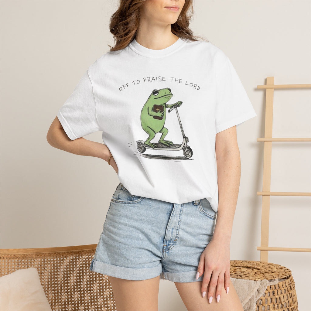 "off to praise the Lord" Frog - Garment-Dyed T-shirt