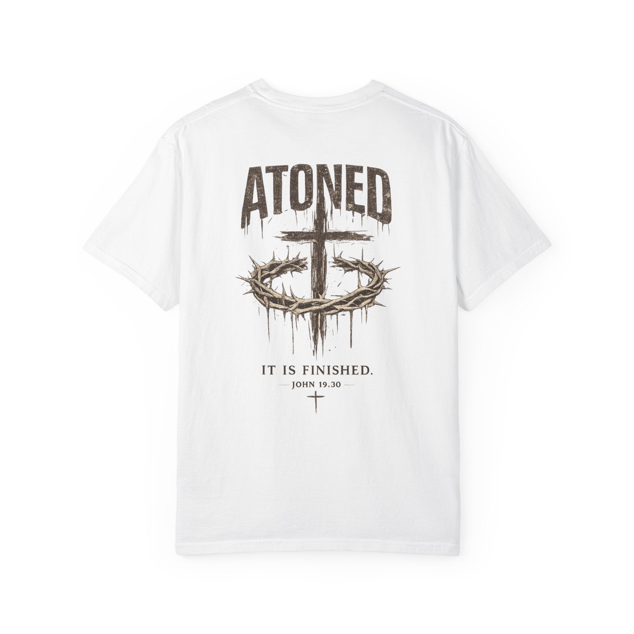 Atoned Cross T-Shirt — "It Is Finished" Christian Faith Tee