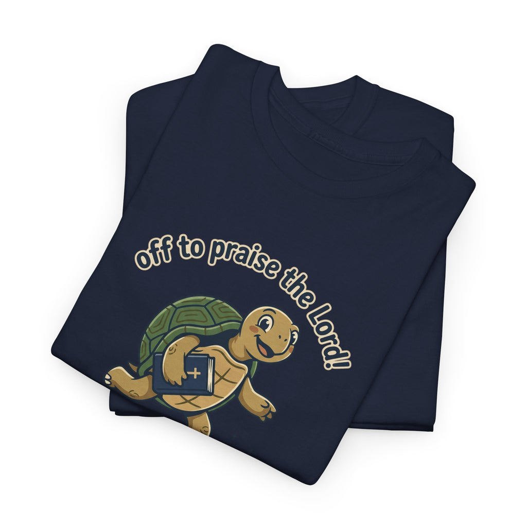 Turtle Skateboard Tee — "Off to Praise the Lord" Christian Graphic Shirt