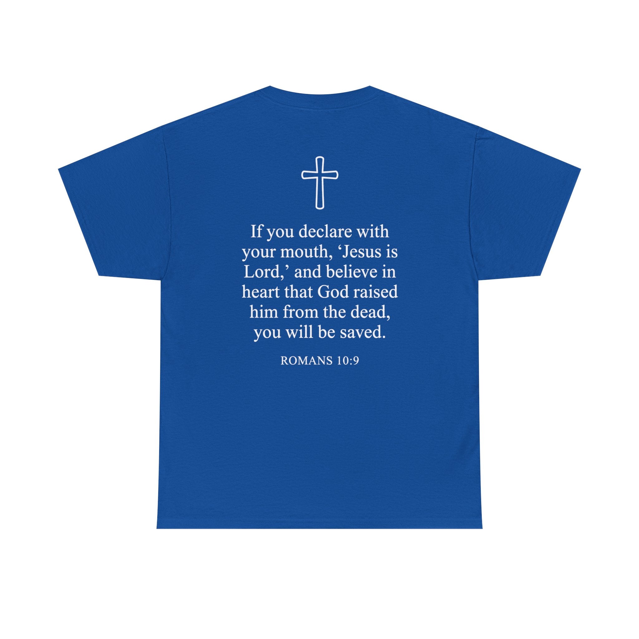 Christian T-Shirt — "Jesus Saves" Front & "Saved" Back