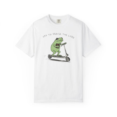 "off to praise the Lord" Frog - Garment-Dyed T-shirt