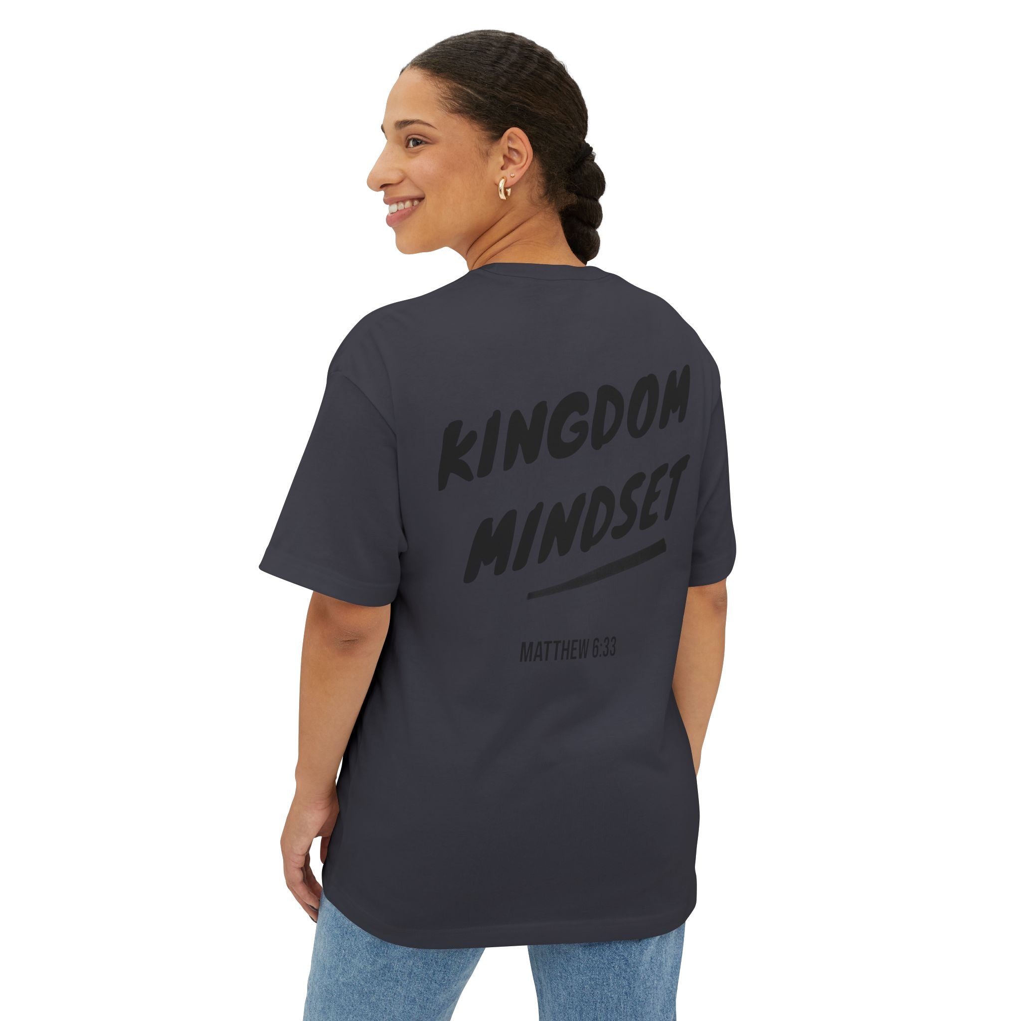 Kingdom Mindset Oversized Tee— Faith-Inspired Scripture (Matthew 6:33)