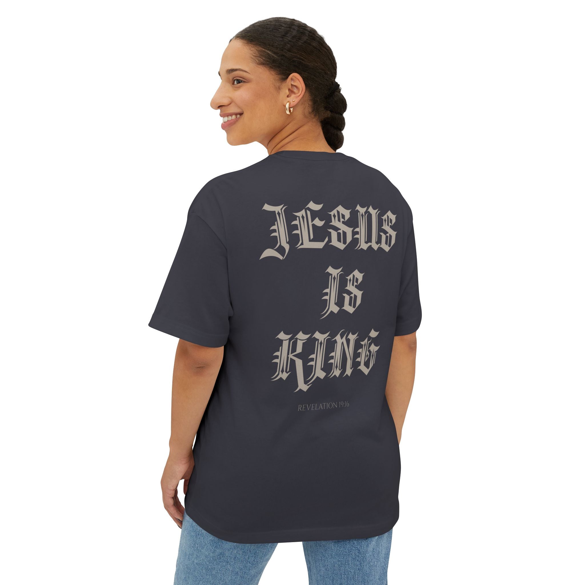 Jesus Is King Oversized Tee — Christian Boxy T‑Shirt