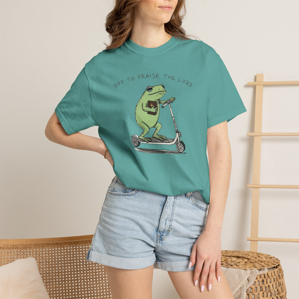 "off to praise the Lord" Frog - Garment-Dyed T-shirt