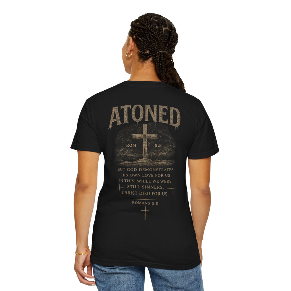 Atoned (Romans 5:8) T-Shirt — Christian Faith Graphic Tee