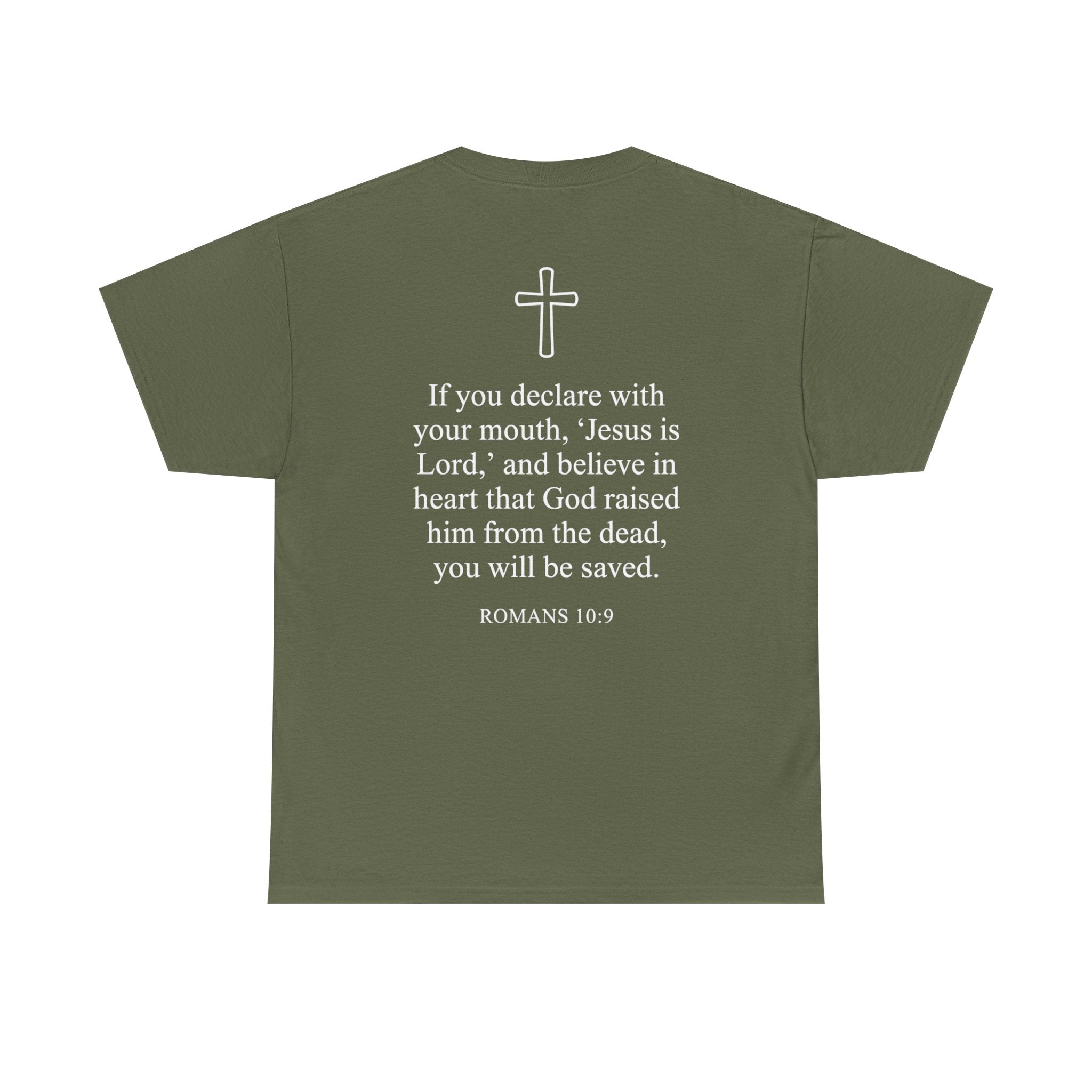 Christian T-Shirt — "Jesus Saves" Front & "Saved" Back