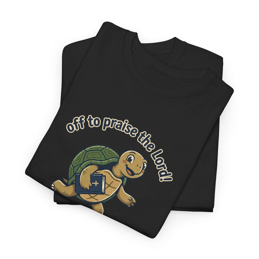 Turtle Skateboard Tee — "Off to Praise the Lord" Christian Graphic Shirt