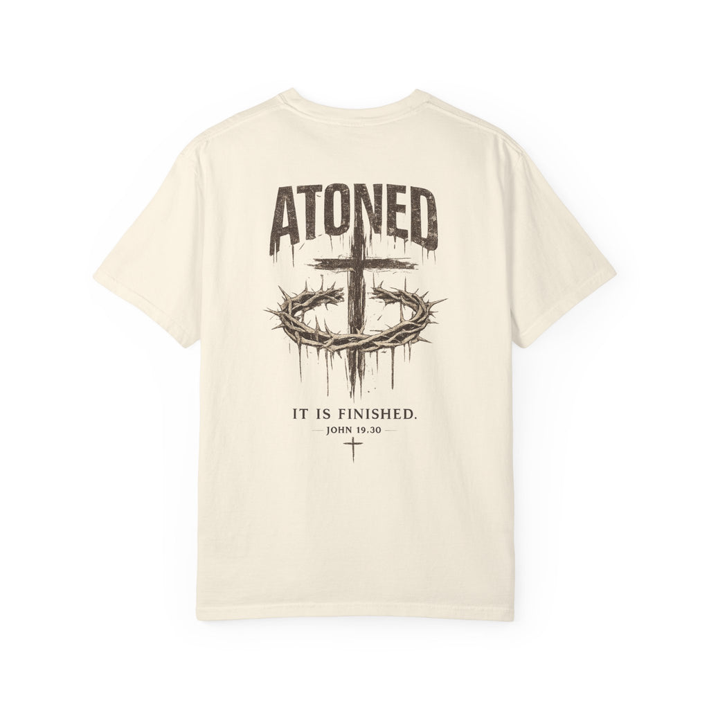 Atoned Cross T-Shirt — "It Is Finished" Christian Faith Tee
