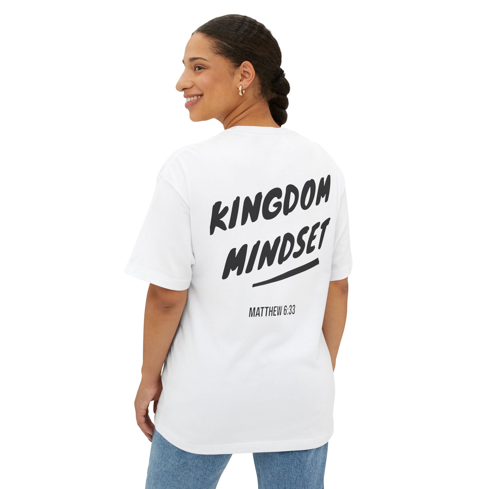 Kingdom Mindset Oversized Tee— Faith-Inspired Scripture (Matthew 6:33)
