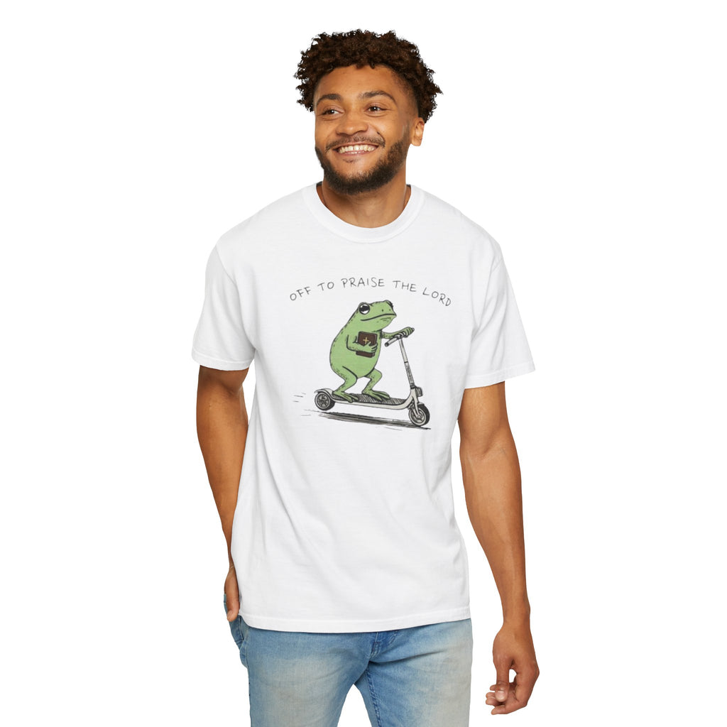 "off to praise the Lord" Frog - Garment-Dyed T-shirt