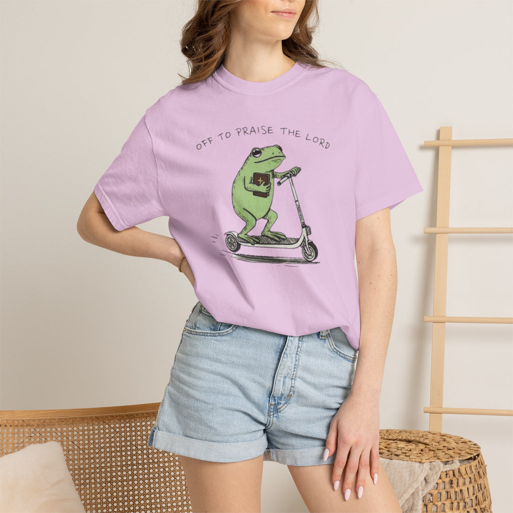 "off to praise the Lord" Frog - Garment-Dyed T-shirt