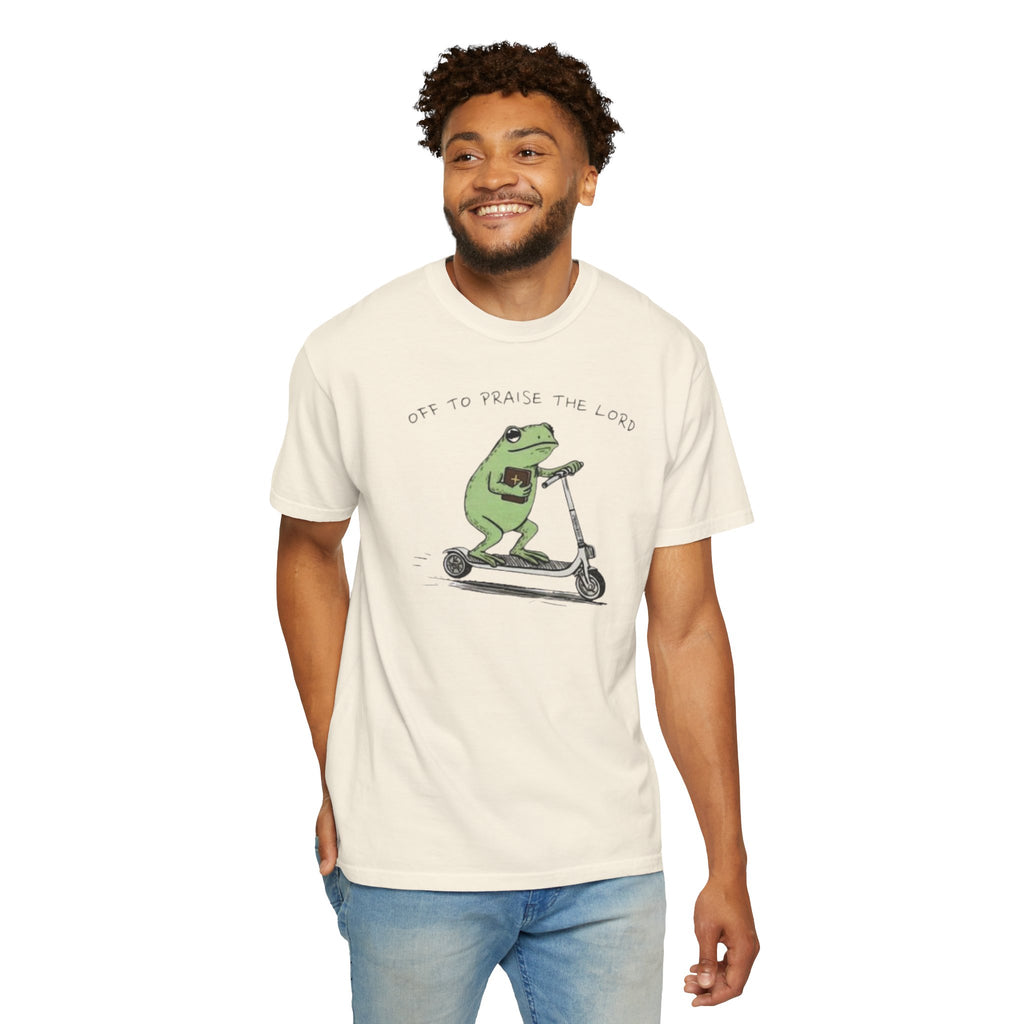 "off to praise the Lord" Frog - Garment-Dyed T-shirt