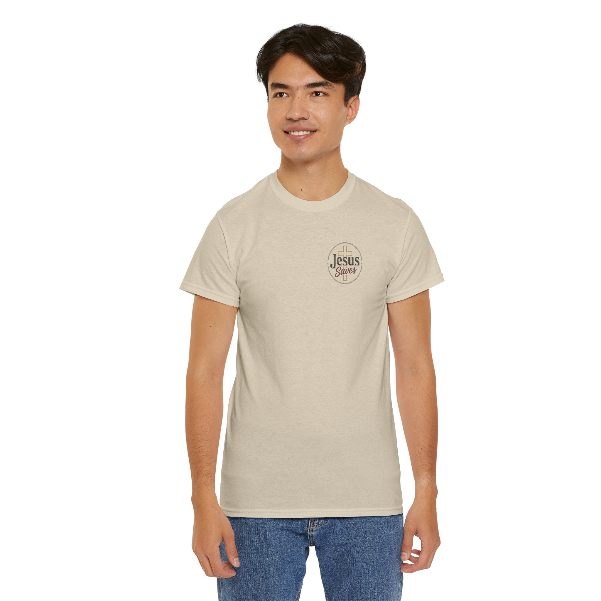 Jesus Saves Chest Logo T‑Shirt - Christian Faith Tee