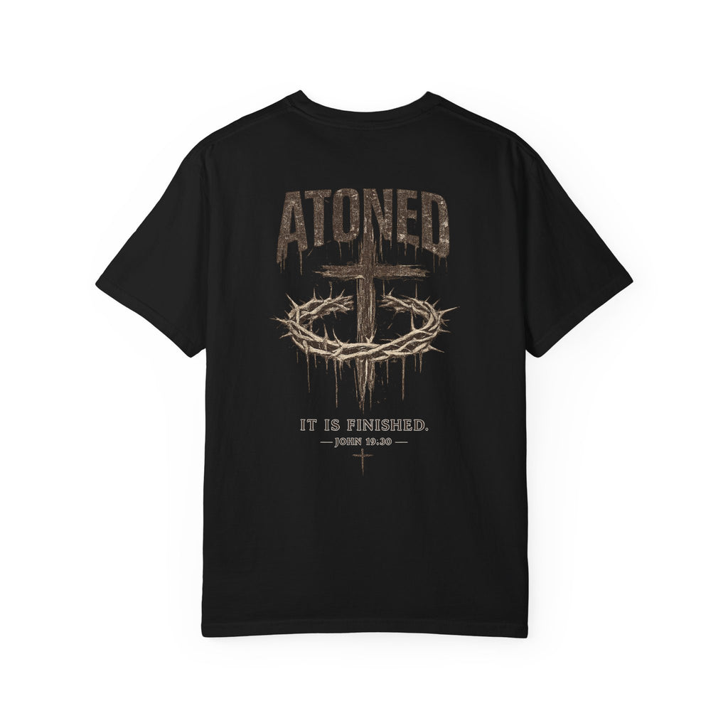 Atoned Cross T-Shirt — "It Is Finished" Christian Faith Tee