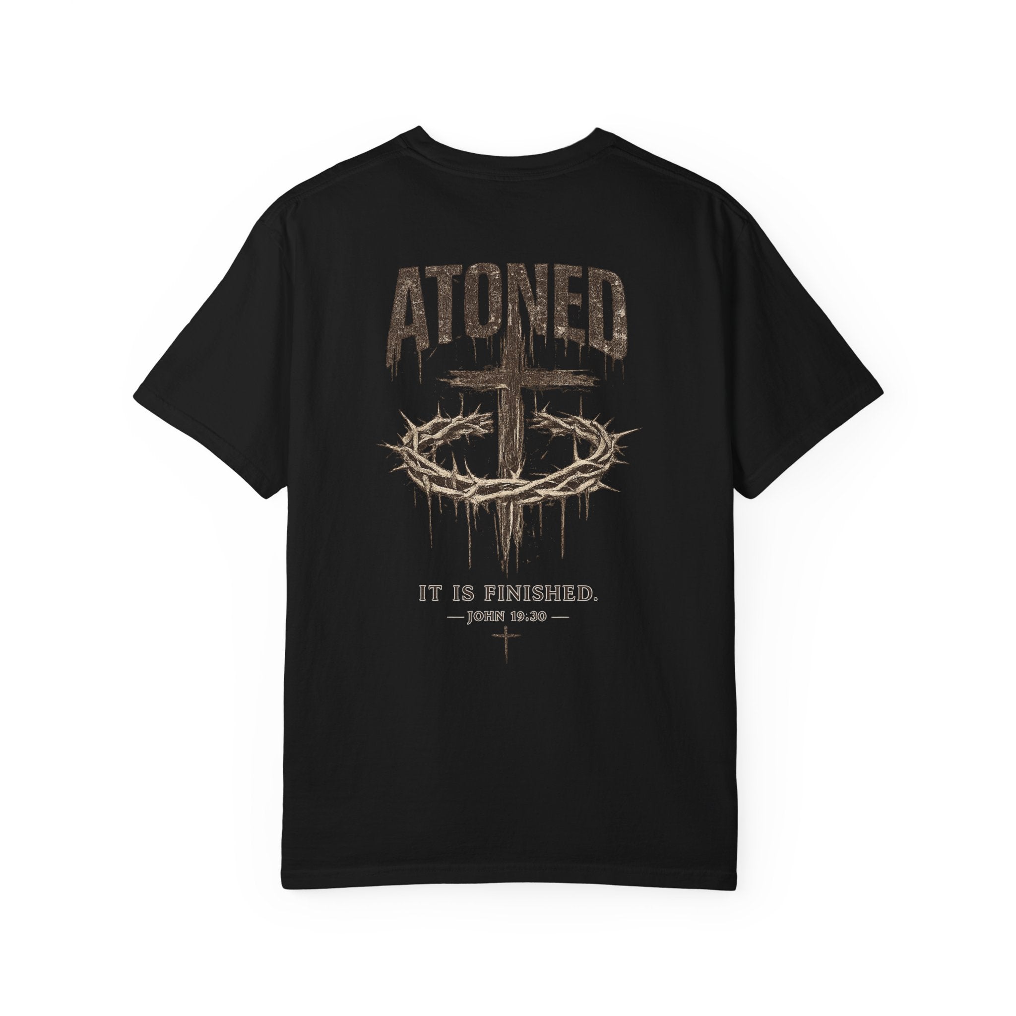 Atoned Cross T-Shirt — "It Is Finished" Christian Faith Tee
