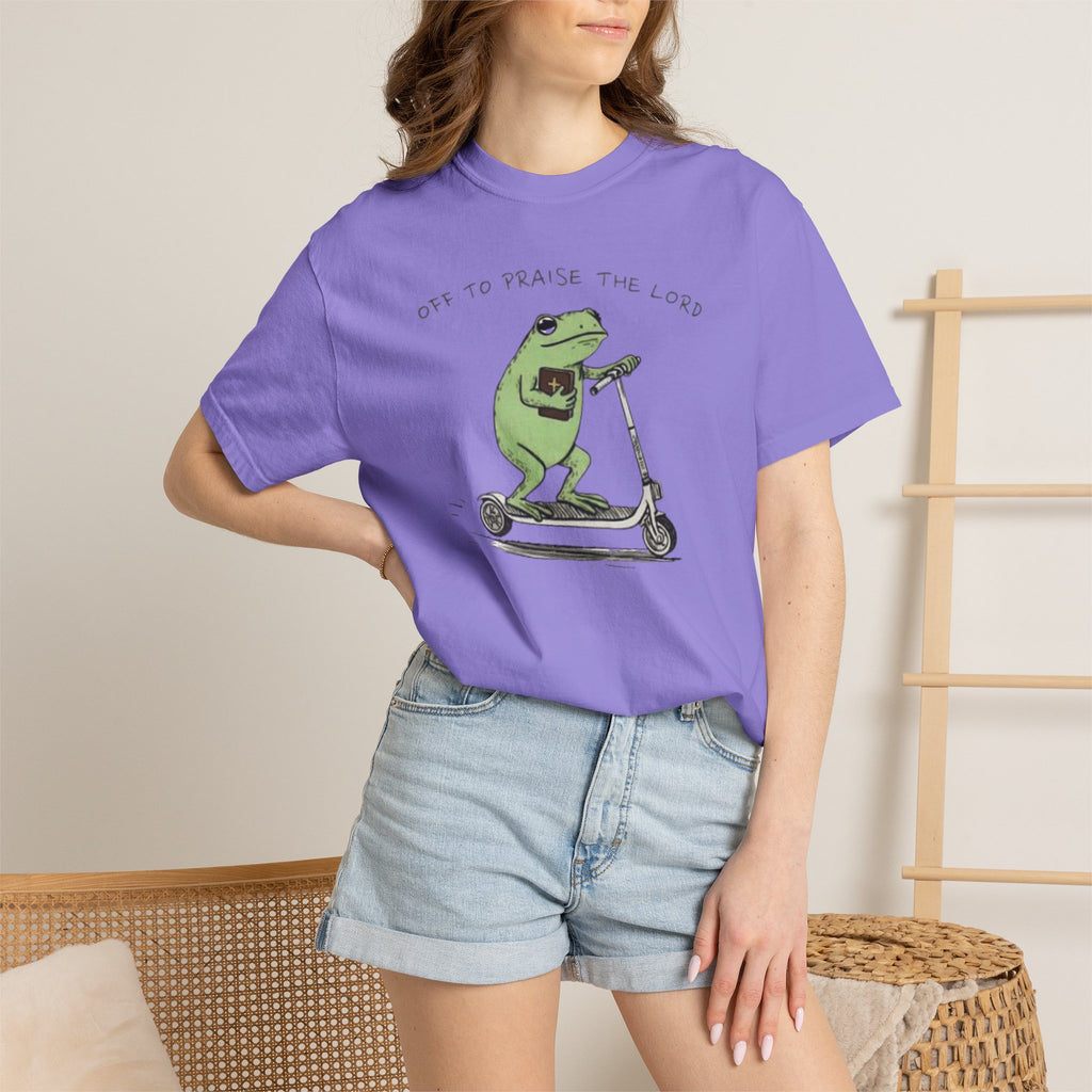 "off to praise the Lord" Frog - Garment-Dyed T-shirt