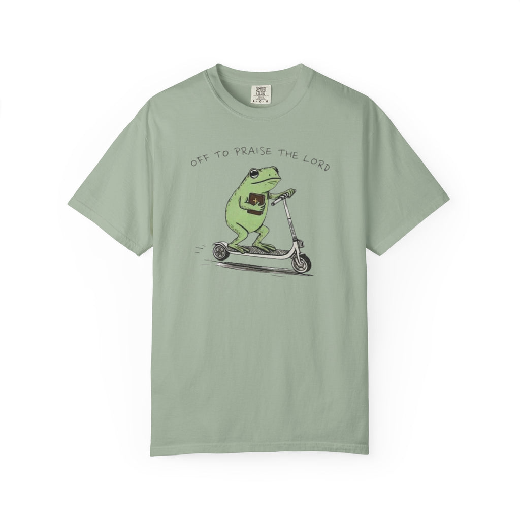 "off to praise the Lord" Frog - Garment-Dyed T-shirt