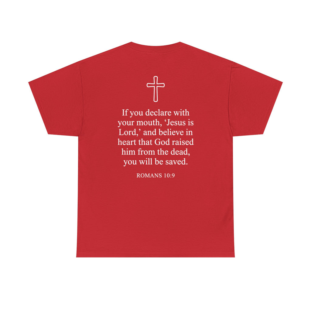 Christian T-Shirt — "Jesus Saves" Front & "Saved" Back