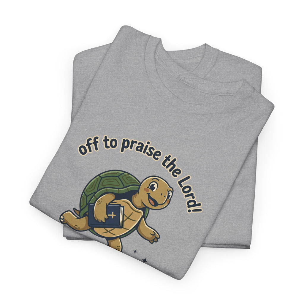 Turtle Skateboard Tee — "Off to Praise the Lord" Christian Graphic Shirt