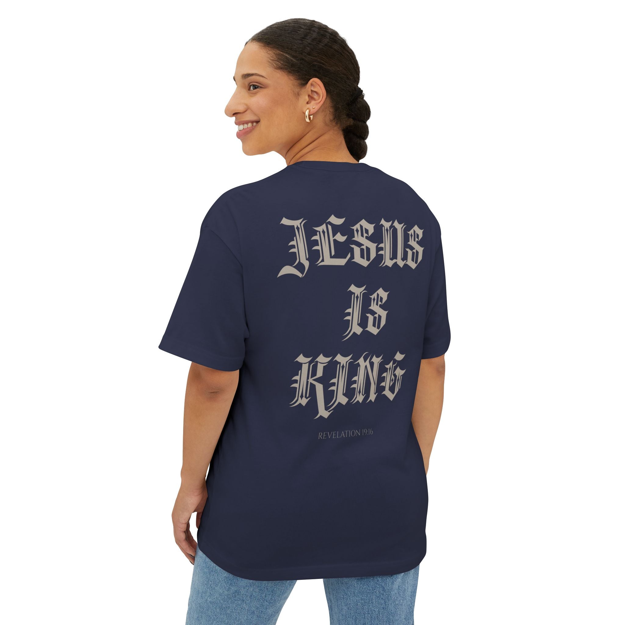 Jesus Is King Oversized Tee — Christian Boxy T‑Shirt