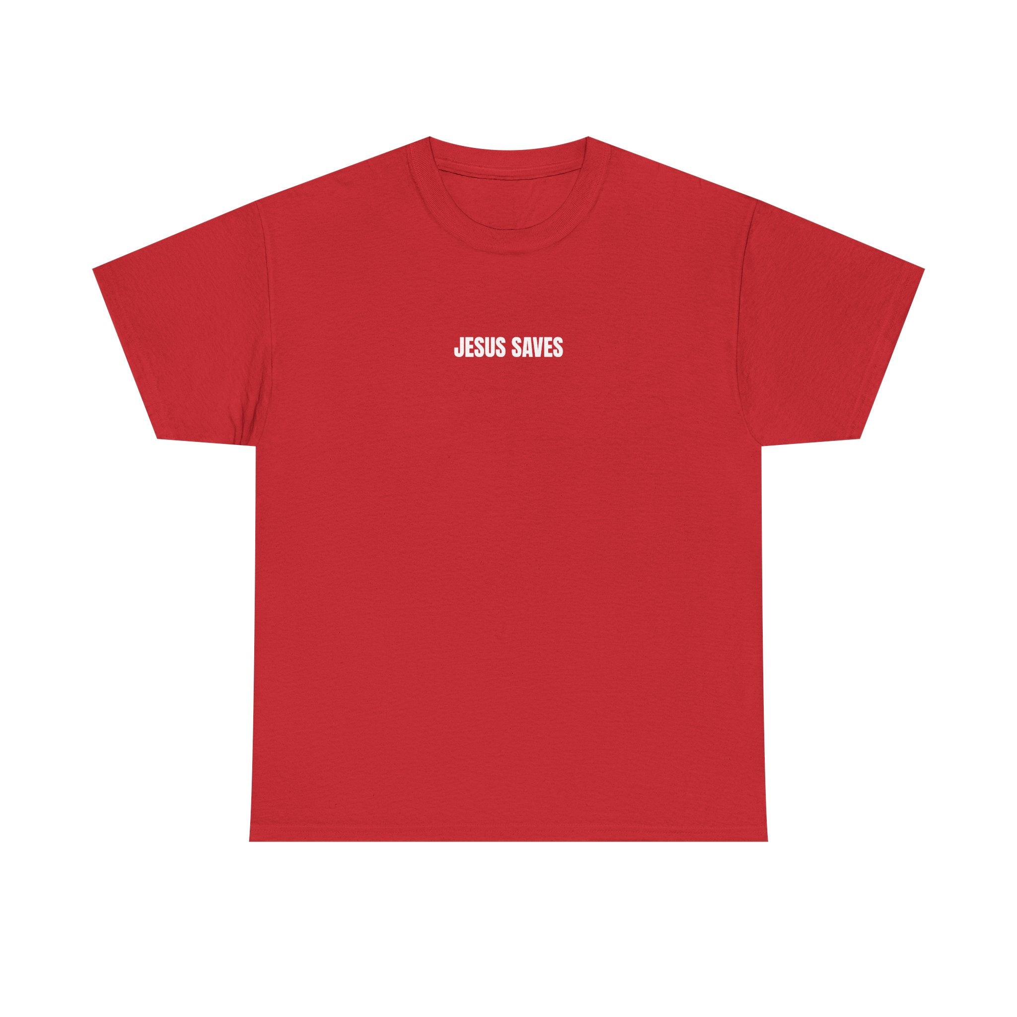 Christian T-Shirt — "Jesus Saves" Front & "Saved" Back